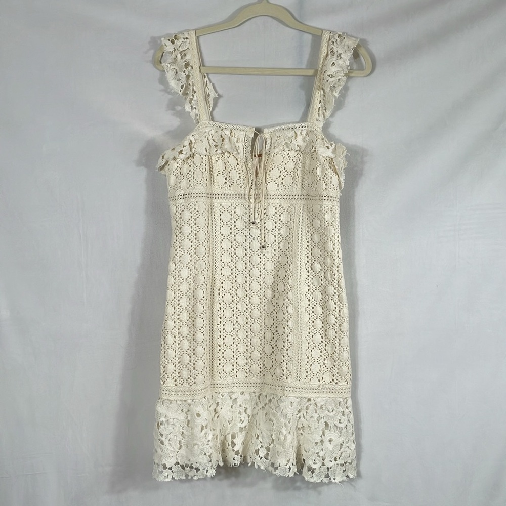 Free People Crochet Mini Dress Size 10 NWT Ecru